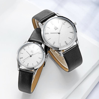 SHENGKE SK K9003 paar lederen Simple Dial elegante ultradunne behuizing mannen vrouwen quartz horloge