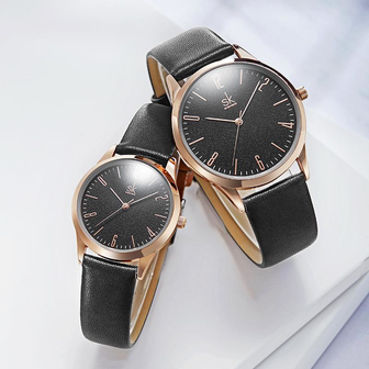 SHENGKE SK K9003 paar lederen Simple Dial elegante ultradunne behuizing mannen vrouwen quartz horloge
