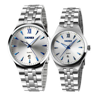 SKMEI 9071 Paar Horloge Mode Lichtgevende Simple Style Lovers Quartz Wrist Watch