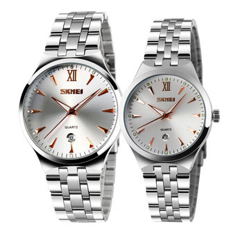 SKMEI 9071 Paar Horloge Mode Lichtgevende Simple Style Lovers Quartz Wrist Watch