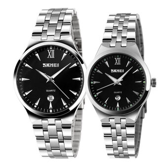 SKMEI 9071 Paar Horloge Mode Lichtgevende Simple Style Lovers Quartz Wrist Watch