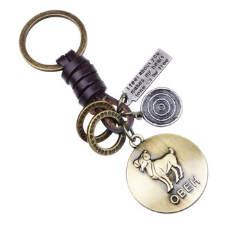 Retro Twelve constellation Woven Keychain Soft Lederen koord sleutelhanger voor heren