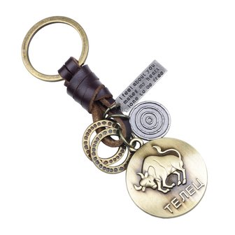 Retro Twelve constellation Woven Keychain Soft Lederen koord sleutelhanger voor heren