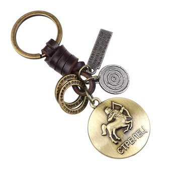 Retro Twelve constellation Woven Keychain Soft Lederen koord sleutelhanger voor heren
