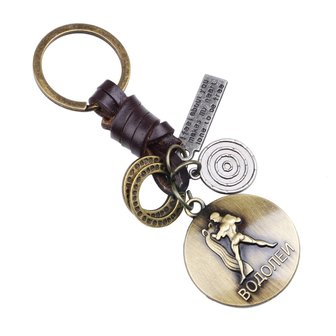 Retro Twelve constellation Woven Keychain Soft Lederen koord sleutelhanger voor heren