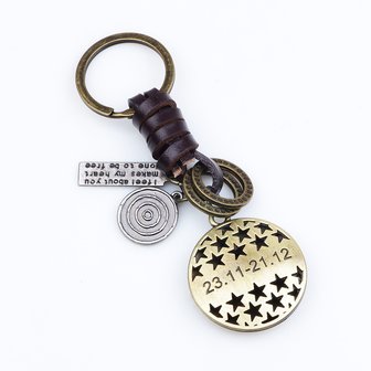 Retro Twelve constellation Woven Keychain Soft Lederen koord sleutelhanger voor heren