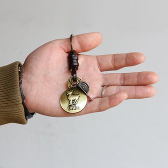 Retro Twelve constellation Woven Keychain Soft Lederen koord sleutelhanger voor heren
