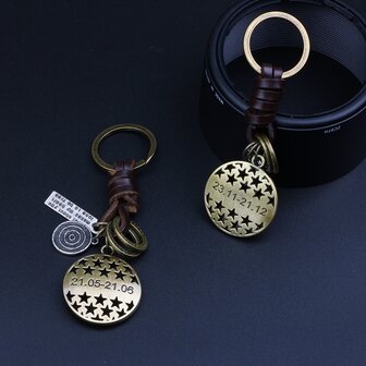 Retro Twelve constellation Woven Keychain Soft Lederen koord sleutelhanger voor heren