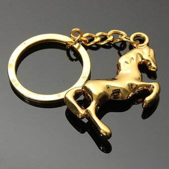 Metaal 3D Horse Steed Sleutelhanger Sleutelhanger Goud Verzilverd