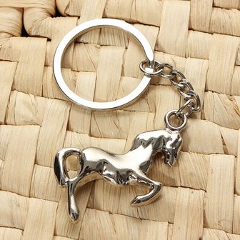 Metaal 3D Horse Steed Sleutelhanger Sleutelhanger Goud Verzilverd
