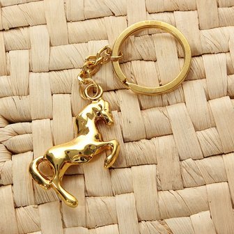 Metaal 3D Horse Steed Sleutelhanger Sleutelhanger Goud Verzilverd