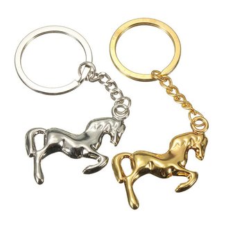 Metaal 3D Horse Steed Sleutelhanger Sleutelhanger Goud Verzilverd