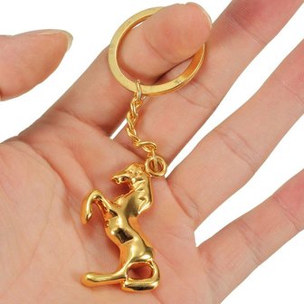Metaal 3D Horse Steed Sleutelhanger Sleutelhanger Goud Verzilverd