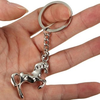Metaal 3D Horse Steed Sleutelhanger Sleutelhanger Goud Verzilverd