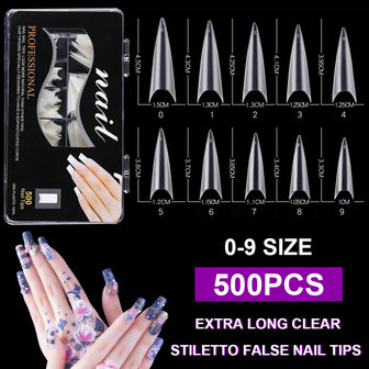 500 stuks lange nagelsalon transparante nagels lang