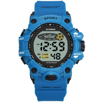 SYNOKE 9036 Sport kinderhorloge Waterdicht Datum Week Display EL Licht 12/24 uur digitaal kinderhorloge