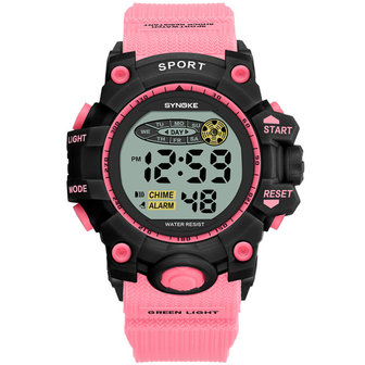 SYNOKE 9036 Sport kinderhorloge Waterdicht Datum Week Display EL Licht 12/24 uur digitaal kinderhorloge