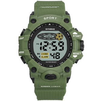 SYNOKE 9036 Sport kinderhorloge Waterdicht Datum Week Display EL Licht 12/24 uur digitaal kinderhorloge