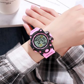 SYNOKE 9036 Sport kinderhorloge Waterdicht Datum Week Display EL Licht 12/24 uur digitaal kinderhorloge