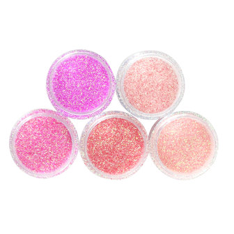 5 Pot / Set Roze Glitter Oogschaduw Chunky Holographic Nail Art Face Body