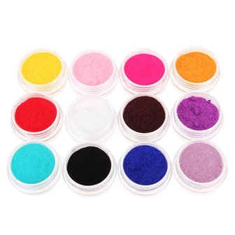 12 kleuren fluweel poeder stof nagel kunst gereedschap decoratie set