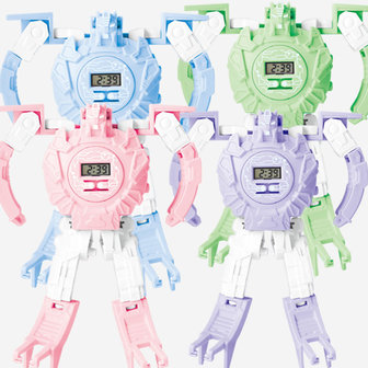 Creatief overdraagbaar robotpatroon Datum Tijdweergave Kinderen Speelgoed Student Digitaal horloge Polshorloge