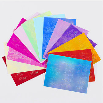 13 kleuren Nagelvlam Stickers Kit 3D Laser Diamond Curve Back Gum Manicure Art Stickers