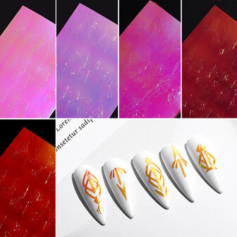 13 kleuren Nagelvlam Stickers Kit 3D Laser Diamond Curve Back Gum Manicure Art Stickers