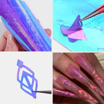13 kleuren Nagelvlam Stickers Kit 3D Laser Diamond Curve Back Gum Manicure Art Stickers