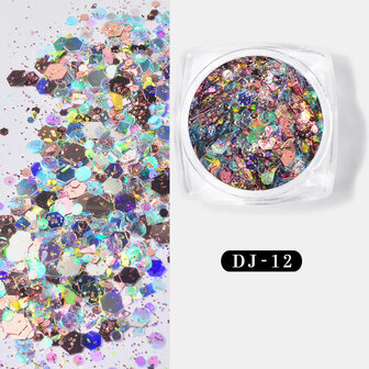 Nagel Verplicht 12 kleuren Licht veranderende ui Poeder Symfonie Glitter Glitter Glitter Glitter Glitter Pailletten Maat Mix Set