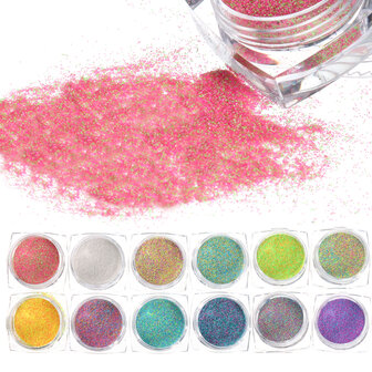 12 kleuren nagel glitter poeder gemengd snoep suiker 3d nail art manicure decoratie