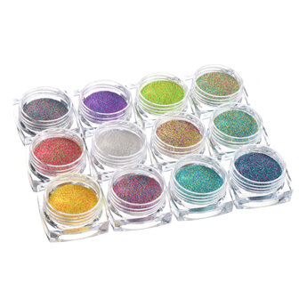 12 kleuren nagel glitter poeder gemengd snoep suiker 3d nail art manicure decoratie