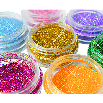 12 kleuren acryl nagel kunst tips glitter poeder stof