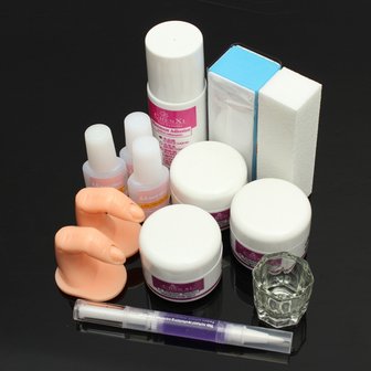 48 Pro Acryl Glitter Poeder Nagel Art Gel Borstel Tips Kit Set