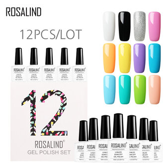 ROSALIND 12 stks 10ML Soak Off Salon UV Nagelgel Polish Nail Art Kit