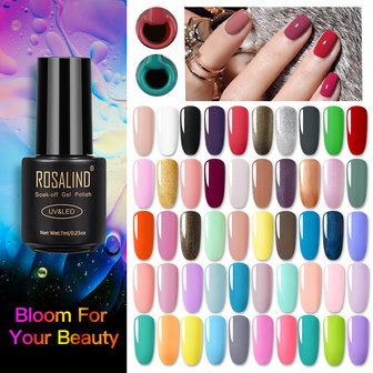 ROSALIND 7ML 01-30 Semi-permanente losweken Salon UV Nagelgel Polish Nail Art Lak Top Base Coat Nodig Gel Vernis