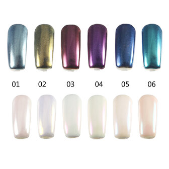 6 kleuren magische spiegel chroom parel schelp glans poeder stof decoraties glitter pigment