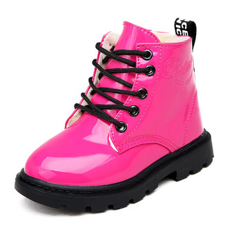 Kinderen unisex winter pluche warme waterdichte PU lederen casual laarzen