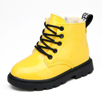 Kinderen unisex winter pluche warme waterdichte PU lederen casual laarzen