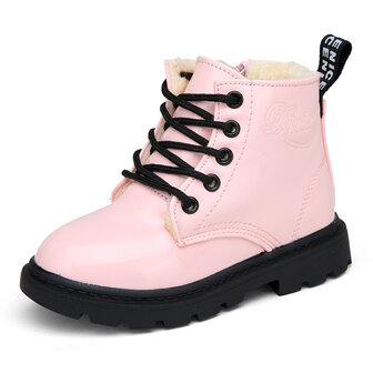 Kinderen unisex winter pluche warme waterdichte PU lederen casual laarzen