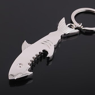 Cutely Shark glanzende sleutelhanger Sliver metalen flesopener Mini multifunctionele sleutelhanger