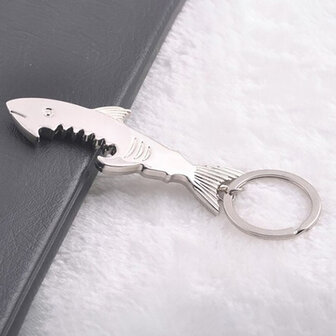 Cutely Shark glanzende sleutelhanger Sliver metalen flesopener Mini multifunctionele sleutelhanger