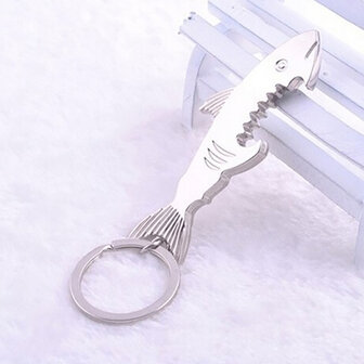 Cutely Shark glanzende sleutelhanger Sliver metalen flesopener Mini multifunctionele sleutelhanger