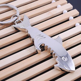 Cutely Shark glanzende sleutelhanger Sliver metalen flesopener Mini multifunctionele sleutelhanger