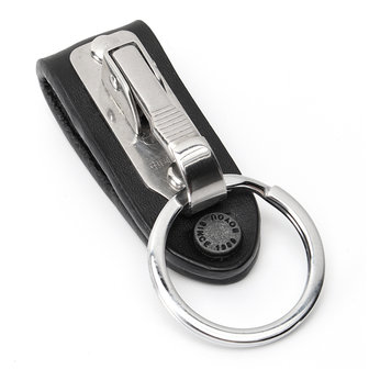 Lederen Quick Afneembare Riem Sleutelhanger RVS Kettingclip Autosleutel Ring Houder Gift Zwart
