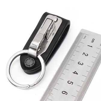Lederen Quick Afneembare Riem Sleutelhanger RVS Kettingclip Autosleutel Ring Houder Gift Zwart
