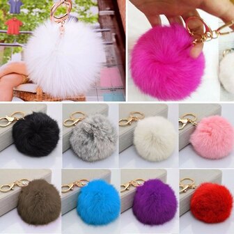 Leuke Soft Veelkleurige Haarbal Hanger Hang Tas Auto Sleutelhanger Ring Decoratie Gift