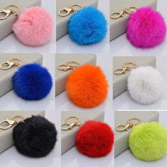 Leuke Soft Veelkleurige Haarbal Hanger Hang Tas Auto Sleutelhanger Ring Decoratie Gift