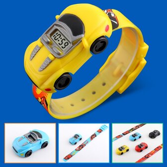 SKMEI 1241 Cartoon Car Modieus kinderhorloge in autovorm Digitaal studentenhorloge