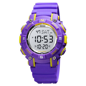 SKMEI 1613 Sport Kinderen kijken Datum Week Display Countdown Stopwatch 5ATM Waterdicht LED-licht Digitaal kinderhorloge